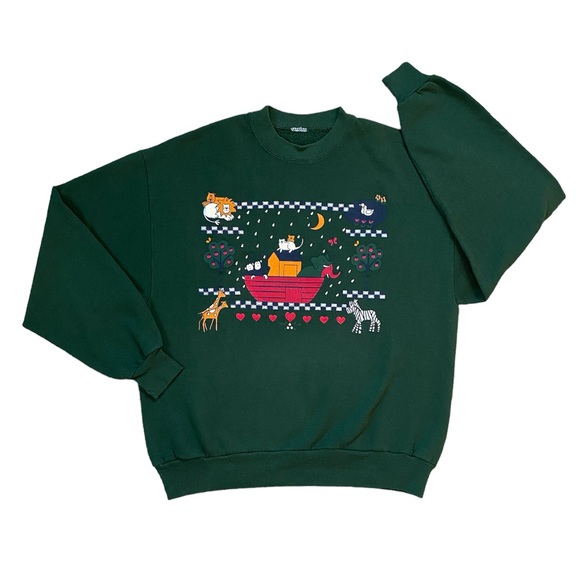 Vintage Tops - Vintage 90s Noah’s Ark Animal Lover Crewneck Sweatshirt
